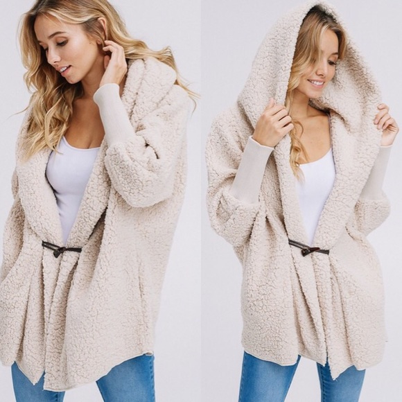 LAST 1✨Oversized Hooded Faux Fur Sherpa Jacket - Picture 4 of 6